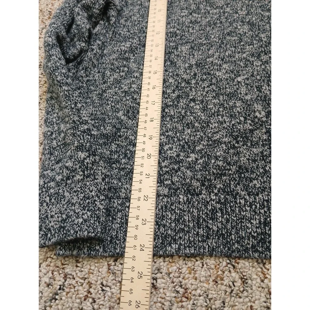 LL BEAN Men's Small  Black Gray Heather Cotton Crew Neck Long Sleeve Sweater